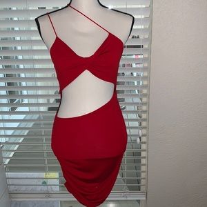 SHEIN cut out twist front one shoulder bodycon dress.